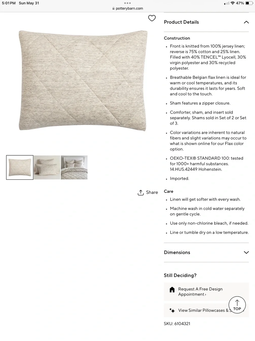Bundle of 2 Pottery Barn Belgian flax linen jersey standard shams❤️❤️❤️❤️